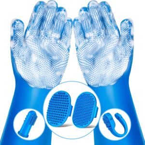 6PCS Grooming & Bath Supplies for Dogs, Cats | Dog Washing Gloves | Dog Bath Brush | Dog Shower Brush | Pet Grooming Gloves | Dog Grooming kit | Pet Supplies for Showerhead & Sprayer (Navy Blue)