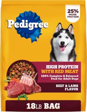 Pedigree High Protein Adult Dry Dog Food, Beef and Lamb, 18 lb