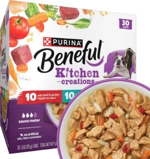 Purina Beneful Kitchen Creations Wet Dog Food Variety Pack, (30) 3 oz Cans | Real beef, chicken or lamb with vegetables, grains, and pasta, bite-sized tender chunks in a savory sauce