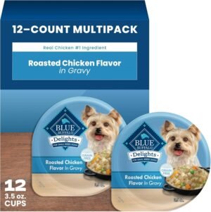 Blue Buffalo Delights Rotisserie Chicken Wet Dog Food, 3.5 oz, 12 ct | Small Breed Formula, Grain-Free, Real Chicken First, in Hearty Gravy, No Corn, Wheat, or Soy