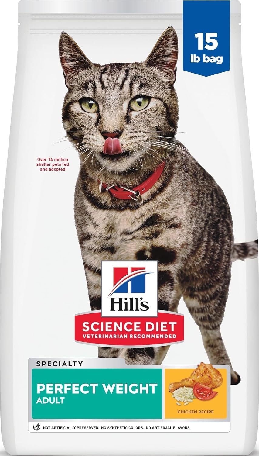 Hill's Science Diet Adult Perfect Weight Dry Cat Food | #1 Veterinarian Recommended, Chicken Recipe, 15 lb. Bag