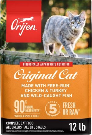 ORIJEN Grain Free WHOLEPREY Dry Cat Food Original Recipe 12lb Bag | 90% Animal Ingredients, Freeze Dried, Fresh or Raw Ingredients, High Protein, Heart Health, Free-Run Poultry