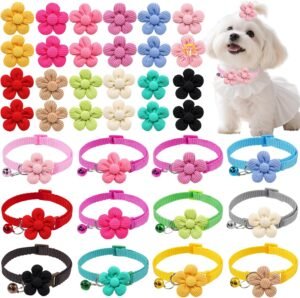 36Pcs Floral Pet Collar & Hair Bows,Grooming Accessories for Puppies & Cats