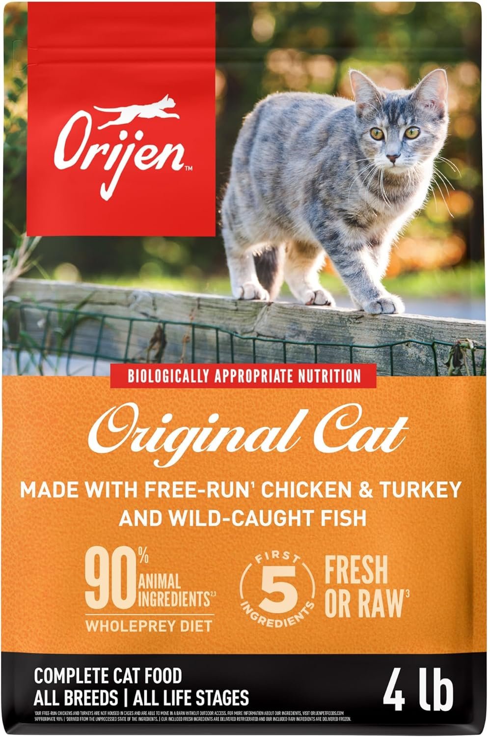 ORIJEN Grain Free WHOLEPREY Dry Cat Food Original Recipe 4lb Bag