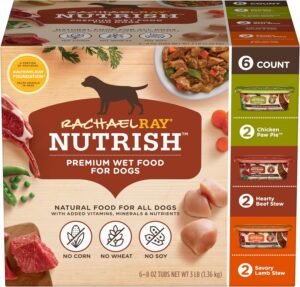 Nutrish Savory Favorites Wet Dog Food Variety Pack, 8 oz Tubs (Rachael Ray) | Pack of 6, Includes 3 Delicious Flavors of Chicken Paw Pie, Hearty Beef Stew & Savory Lamb Stew, No Artificial Flavors