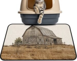 Rustic Wooden Barn on Burlap Washable Pee Pads for Dogs Cats,24"x18" Absorbent Waterproof Pet Training Mats Farmhouse Wood Fence Field Non-Slip Reusable Puppy Pad for Crate Bed