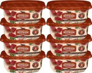 Nutrish Hearty Beef Stew Wet Dog Food, 8 oz. Tub (Pack of 8) (Rachael Ray) | Made with Potatoes, Carrots & Peas, No Artificial Flavors, No Added Corn, Grain, Gluten or Soy Ingredients