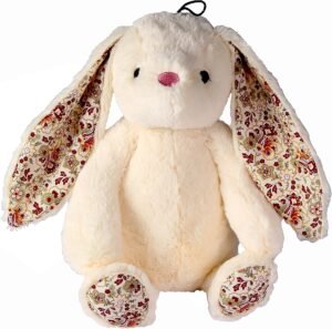 Petlou Durable Plush Rabbit Dog and Cat Toys with Multi-Squeaks and Crinkle Paper.15-Inch Beige Colour