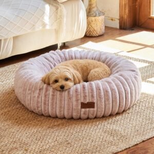 FUKUMARU Small Dog Bed, 25" Orthopedic Dog Bed for Puppies, Donut Cat Beds