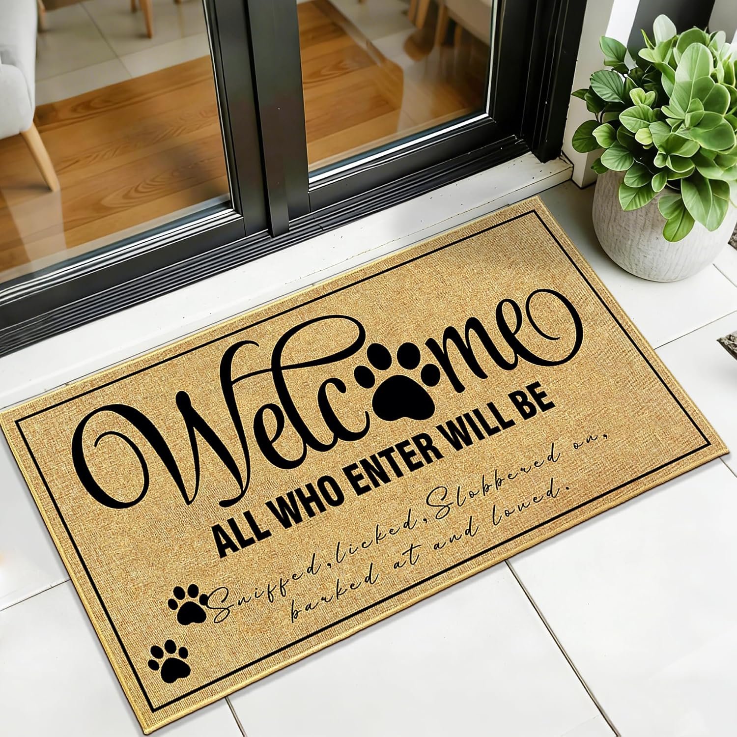 Welcome Mats for Outside Entrance Funny Dog Cat Mat for Front Door 17"x30"